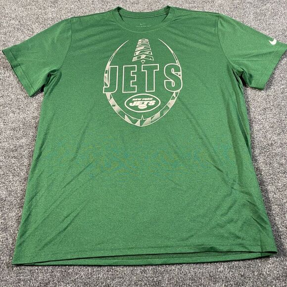 New York Jets Mens Large Nike Dri Fit Short Sleeve NFL Shirt Green Graphic Print - Picture 2 of 8